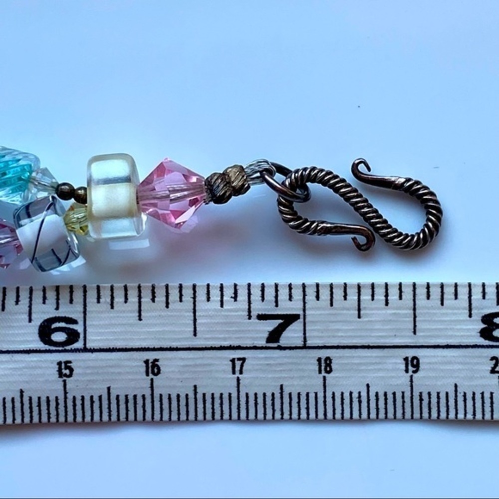 Artisan 925 Sterling Silver Pastel Pink Blue Crystal Glass Beaded Bracelet NEW - Picture 6 of 11